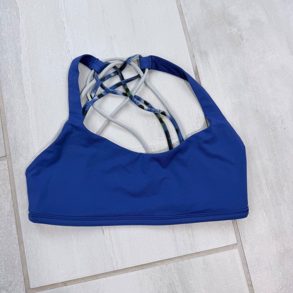 Lululemon Free To Be Wild Royal Blue Strappy Sports Bra Size 6